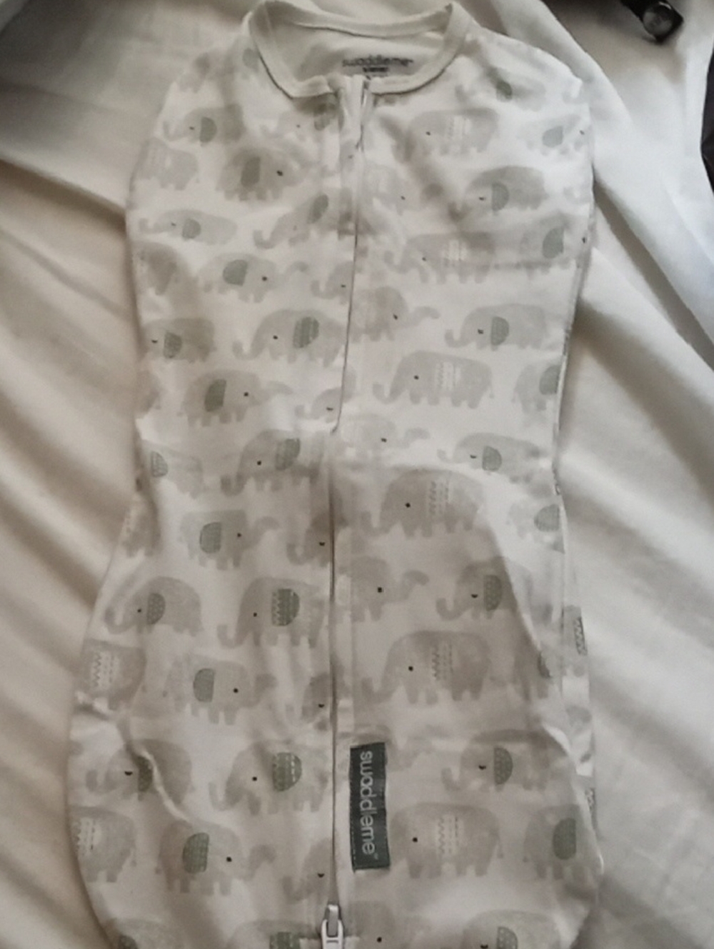 Gray Elephant Swaddle Sleeveless Zip Sleep Sack